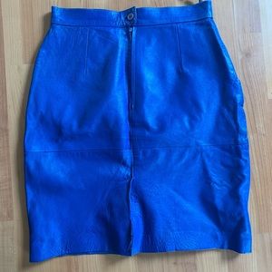 Riva 100% Genuine Leather Blue Skirt